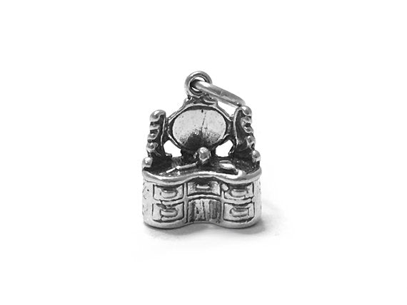 Vanity table Charm Sterling Silver 15mm, Fashion Charms, Dresser Charms, Vanity table charms - SP495 - BeadPrism