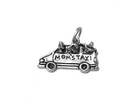 Mini Van Mom' s Taxi Charm Sterling Silver 14mm, Mother Charm, Family Charm, Moms Taxi Charm - SP497 - BeadPrism