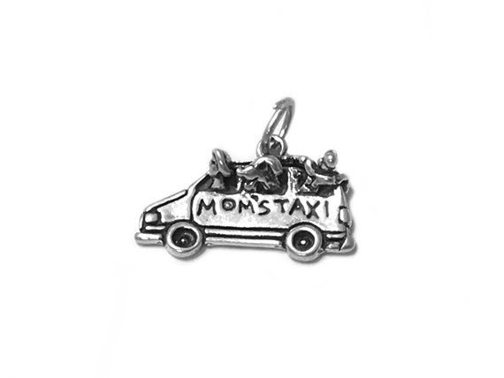 Mini Van Mom' s Taxi Charm Sterling Silver 14mm, Mother Charm, Family Charm, Moms Taxi Charm - SP497 - BeadPrism
