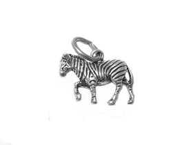 Zebra Charm Sterling Silver 12mm, Animal Charm, Safari, Africa charm, Zoo Charm, Zebra Charm - SP503 - BeadPrism