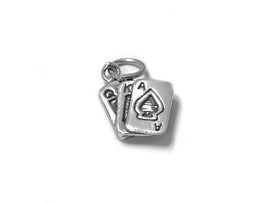 Playing Cards A,K,Q Charm Sterling Silver 14.5mm, Poker Charms, Card Charms, Casino Charms - SP509 - BeadPrism