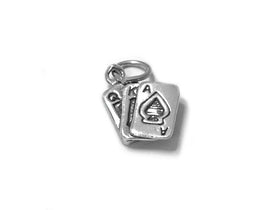 Playing Cards A,K,Q Charm Sterling Silver 14.5mm, Poker Charms, Card Charms, Casino Charms - SP509 - BeadPrism