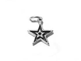 Double Star Charm Sterling Silver 15.5mm, Star Charms, Space charms, Double Star Charms - SP512 - BeadPrism