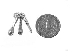 Load image into Gallery viewer, Fork, Spoon and Knife Charms Sterling Silver 23mm, Cooking Charms, Restaurant Charms - SP513 - BeadPrism