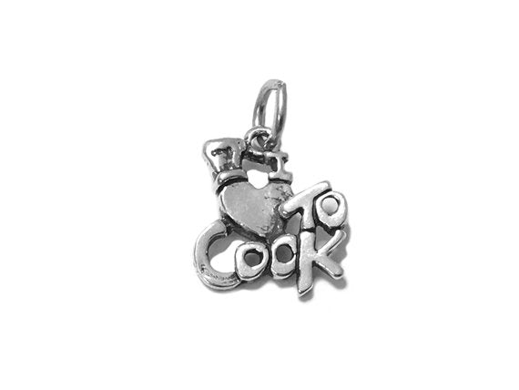 I Love To Cook Charm Sterling Silver 17mm, Cooking Charm, Chef charms, I Love To Cook charm - SP514 - BeadPrism
