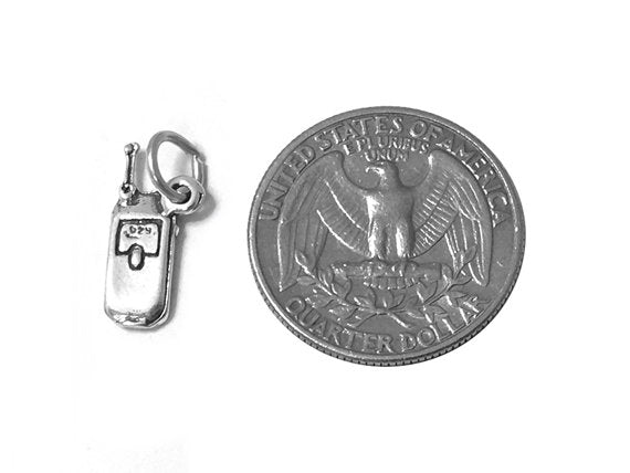 Cell Phone Charm Sterling Silver 17mm, silver Phone Charms, Telephone Charm, Cellphone charm - SP516 - BeadPrism