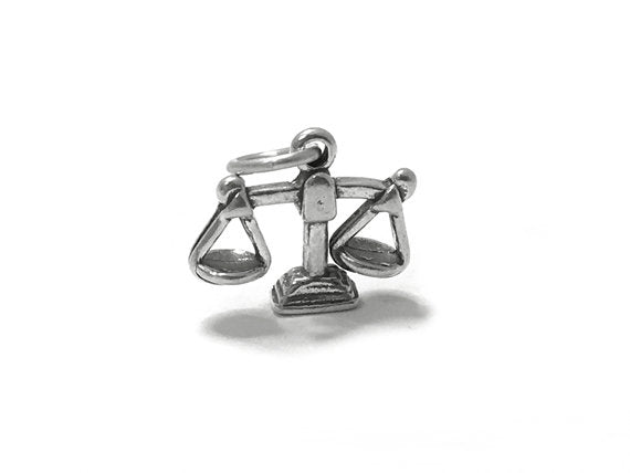 Libra Charm Sterling Silver 12.5mm, Justice Charms, Libra Charms, Lawyer Gifts, Scales charms  SP521 - BeadPrism