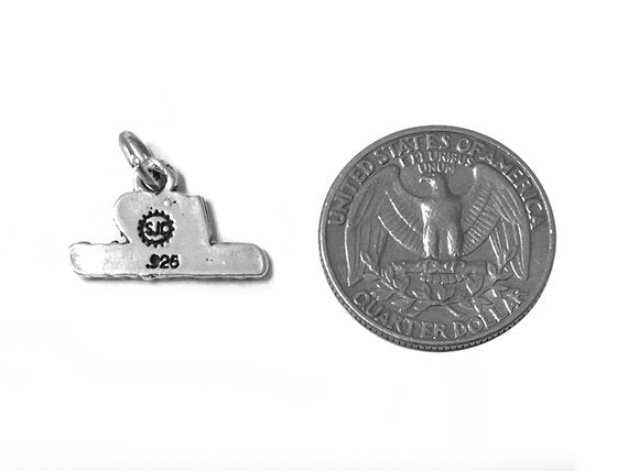 I Love Cheering Charm Sterling Silver 12.5mm, Love Charm, sports charm, Love Cheering charms - SP525 - BeadPrism