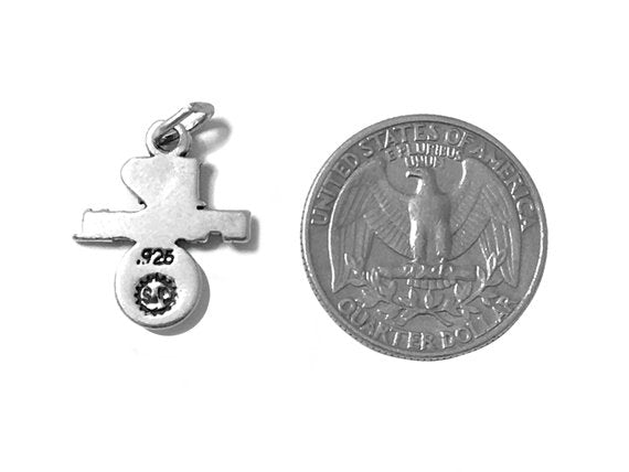 I Love Baseball Charm Sterling Silver 20.5mm, Love Charms, sports charm, Love Baseball charm - SP527 - BeadPrism