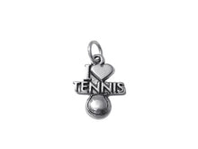 Load image into Gallery viewer, I Love Tennis Charm Sterling Silver 19mm, Love Charms, sports charms, I Love Tennis charms - SP532 - BeadPrism