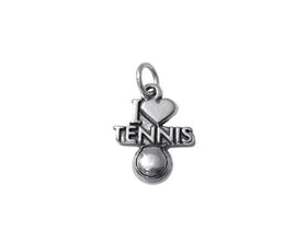I Love Tennis Charm Sterling Silver 19mm, Love Charms, sports charms, I Love Tennis charms - SP532 - BeadPrism
