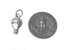 Load image into Gallery viewer, The Lord Is My Light Charm Sterling Silver 18mm, Religious Charms, Silver Light Bulb Charms - SP538 - BeadPrism