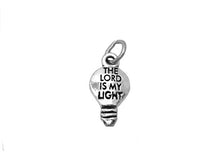 Load image into Gallery viewer, The Lord Is My Light Charm Sterling Silver 18mm, Religious Charms, Silver Light Bulb Charms - SP538 - BeadPrism