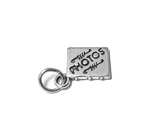 Photo Album Charm Sterling Silver 14mm, Photo Charms, Pictures Charms, Photo Album Charms - SP546 - BeadPrism