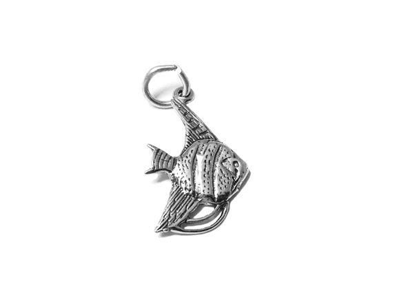 Angel Fish Charm Sterling Silver 22mm, Beach charm, Ocean Charm, Sea charm, Fish charm -SP551 - BeadPrism