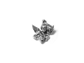 Angel with Heart Charm Sterling Silver 14mm, religious charms, Angel with Heart Charms - SP552 - BeadPrism