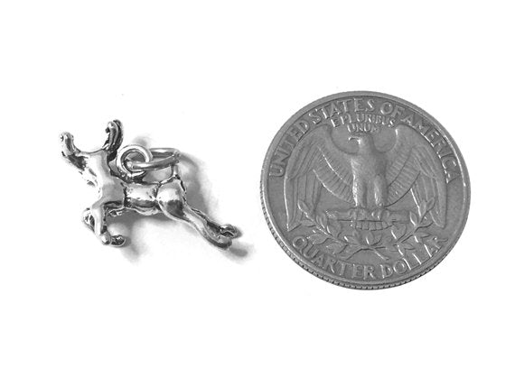 Reindeer Charm Sterling Silver 14mm, Christmas Charms, Snow Charms, Reindeer charms - SP579 - BeadPrism