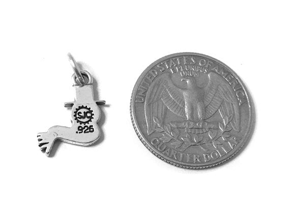 Snowman Head with Scarf Charm Sterling Silver 15mm, Christmas Charm, Snowman Head charm - SP582 - BeadPrism