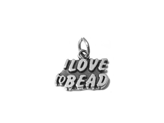 I Love To Bead Charm Sterling Silver 14mm, Jewelry maker gift, I Love To Bead charms - SP586 - BeadPrism