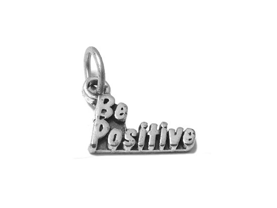 Be Positive Charm Sterling Silver 11.5mm, Inspirational Charm, Be Positive Charms - SP588 - BeadPrism