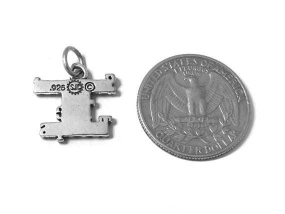 Support The Troops Charm Sterling Silver 17mm, Military Charms, Support The Troops charm - SP590 - BeadPrism