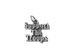 Support The Troops Charm Sterling Silver 17mm, Military Charms, Support The Troops charm - SP590 - BeadPrism