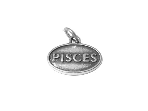 Pisces Zodiac Charm Sterling Silver 14mm, Horoscope Charms, Pisces Zodiac Pendants - SP603 - BeadPrism