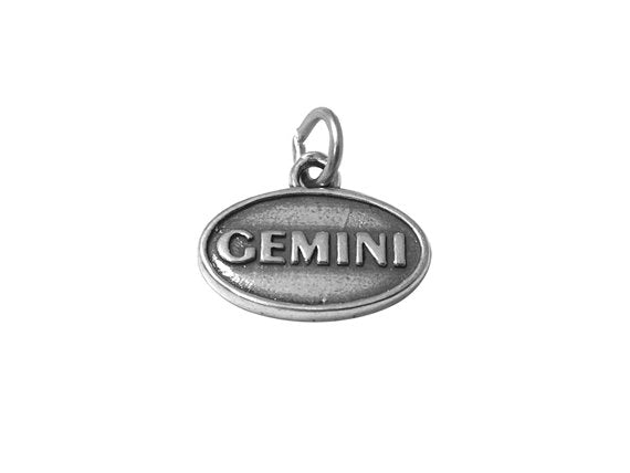 Gemini Zodiac Charm Sterling Silver 14mm, Horoscope Charms, Gemini Zodiac Pendants - SP606 - BeadPrism