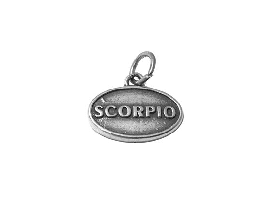 Scorpio Zodiac Charm Sterling Silver 14mm, Horoscope Charms, Scorpio Zodiac Pendants - SP611 - BeadPrism