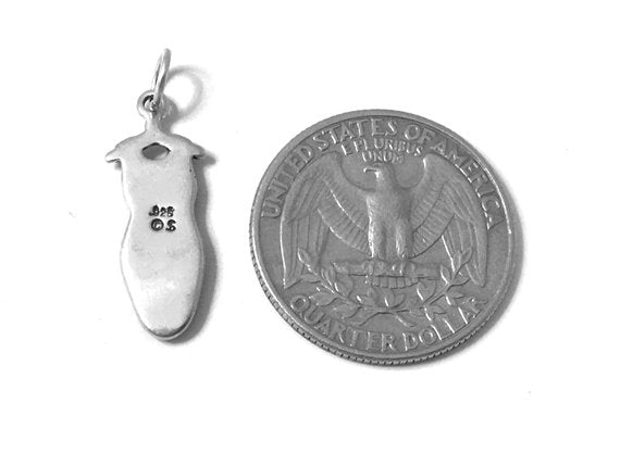 Black Enameled Dress Charm Sterling Silver 24mm, Fashion Charms, Enamel Dress Charms - SP613 - BeadPrism