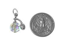 Load image into Gallery viewer, Perfume Bottle with Faceted Round Crystal Charm Sterling Silver 20.5mm, Perfume charm - SP561 - BeadPrism
