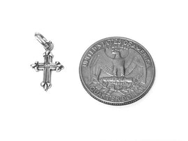 Cross Charm Sterling Silver 17mm, Christian Charms, Religious charms, Catholic, Cross charms - SP626 - BeadPrism