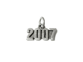 Year 2007 Charm Sterling Silver 10mm, New Year Charms, 10th Anniversary Charms, 2007 charms - SP631 - BeadPrism