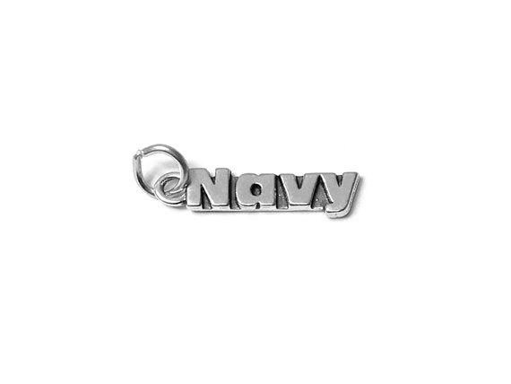 Navy Charm Sterling Silver 23mm, Military Charms, Patriotic Charms, Navy Pendants - SP636 - BeadPrism