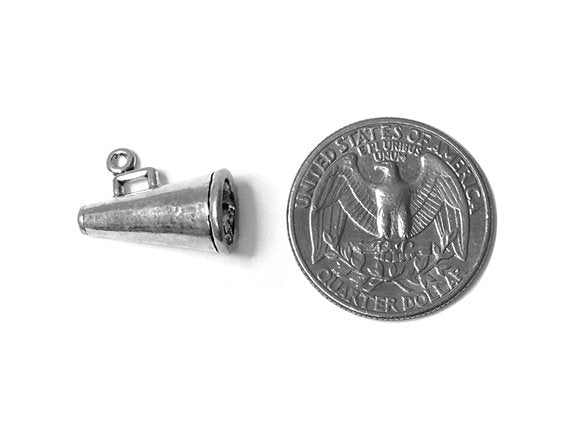 Megaphone Charm Sterling Silver 11.5mm, Megaphone Charm, Cheerleader Charm, Megaphone charms - SP640 - BeadPrism