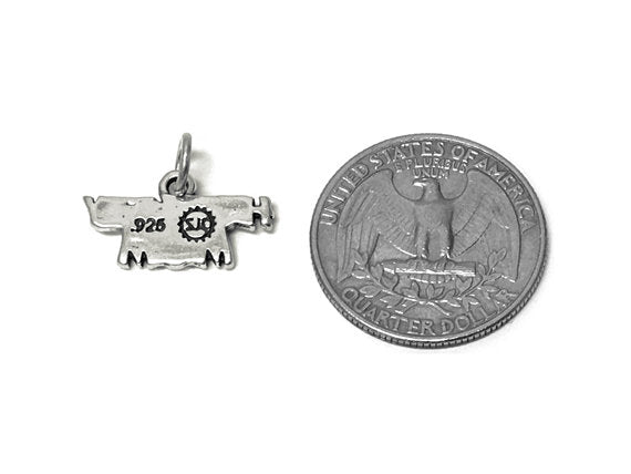 Hockey Mom Charm Sterling Silver 11mm, Hockey Charms, Team Mom Charm, Hockey Mom charm - SP646 - BeadPrism