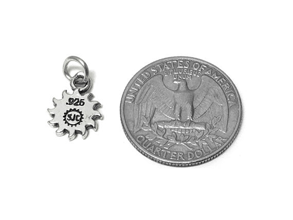 Smily Face Sun Charm Sterling Silver 14mm, Beach Charm, Summer Charm, Smiley Sun, Sun Charms - SP648 - BeadPrism