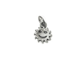 Smily Face Sun Charm Sterling Silver 14mm, Beach Charm, Summer Charm, Smiley Sun, Sun Charms - SP648 - BeadPrism