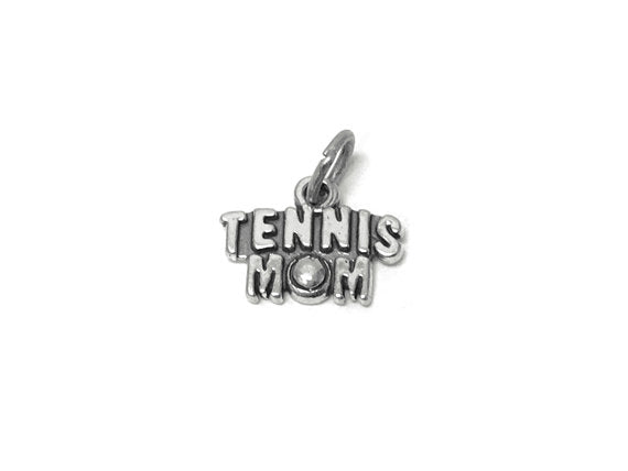 Tennis Mom Charm Sterling Silver 11.5mm, Sports Charms, Tennis Charms, Tennis Mom charms - SP652 - BeadPrism