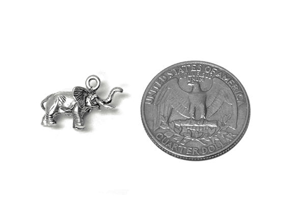 Elephant Charm Sterling Silver 12.5mm, Animal Charms, Safari, Nature charms, Elephant charms - SP655 - BeadPrism