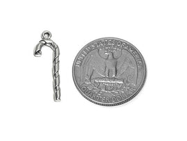 Candy Cane Charm Sterling Silver 26mm, Candy Charms, Food charms, Candy Cane Charms - SP662 - BeadPrism