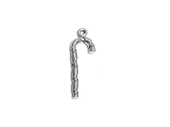 Candy Cane Charm Sterling Silver 26mm, Candy Charms, Food charms, Candy Cane Charms - SP662 - BeadPrism