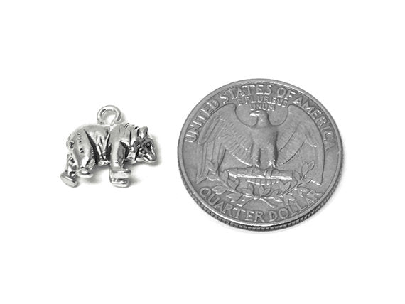 Bear Charm Sterling Silver 13mm, Animal Charms, Nature charms, Wild charms, Bear charms - SP663 - BeadPrism
