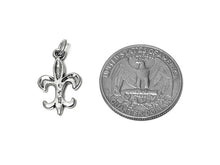 Load image into Gallery viewer, Fleur de Lis Charm Sterling Silver 21.5mm, French Charm, Catholic Charm, Fleur de Lis Charms - SP670 - BeadPrism
