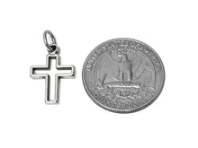 Load image into Gallery viewer, Cross Charm Sterling Silver 19mm, religious charms, Outline Cross charms, christian charms - SP675 - BeadPrism