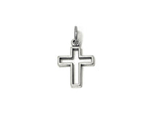 Load image into Gallery viewer, Cross Charm Sterling Silver 19mm, religious charms, Outline Cross charms, christian charms - SP675 - BeadPrism
