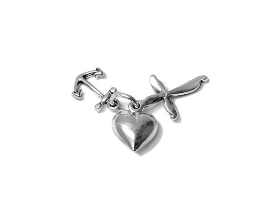 Faith, Hope, Charity Set Charm Sterling Silver 21mm, Faith charm, Hope charm, Charity charm - SP678 - BeadPrism