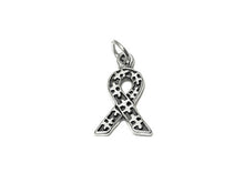 Load image into Gallery viewer, Autism Awareness Ribbon Charm Sterling Silver 21mm, Ribbon Charms, Awareness Ribbon charms - SP682 - BeadPrism