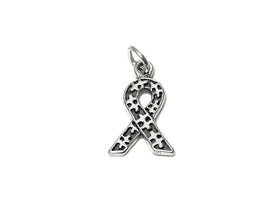 Autism Awareness Ribbon Charm Sterling Silver 21mm, Ribbon Charms, Awareness Ribbon charms - SP682 - BeadPrism