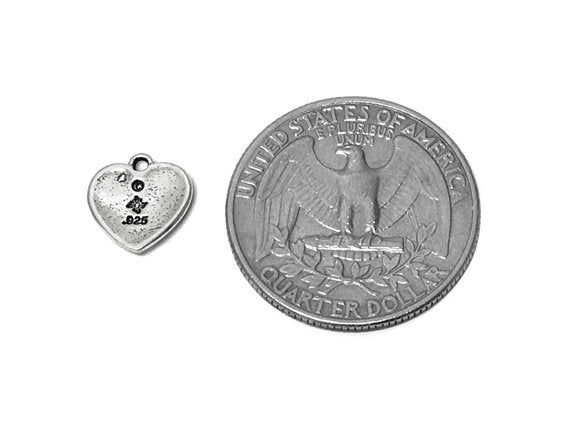 Forever Mine Heart Charm Sterling Silver 10.5mm, Heart Charms, Forever Mine Heart Charms - SP684 - BeadPrism